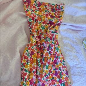 Princess Polly Floral Strapless Dress in Pink, Yellow & Green